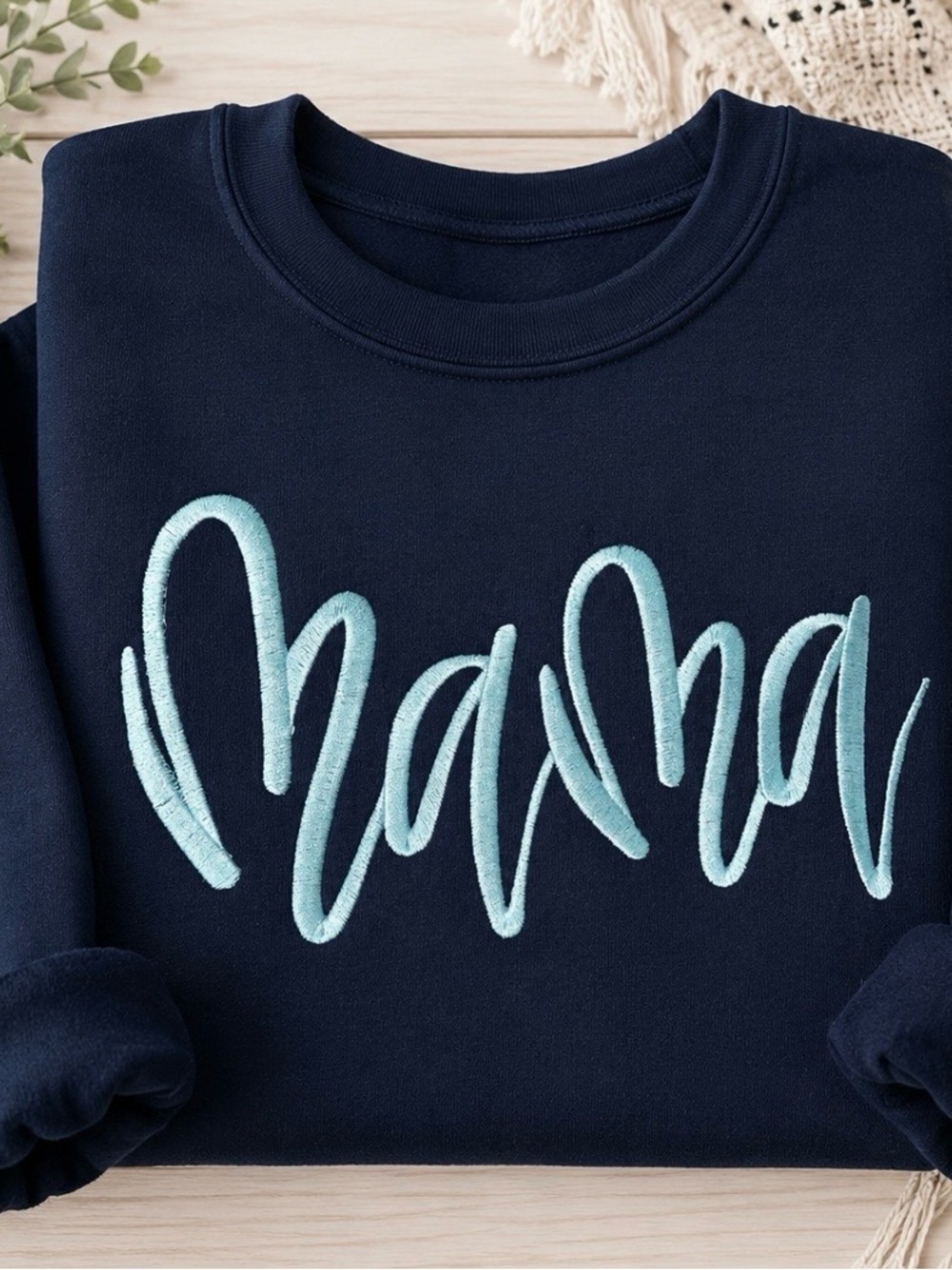 Navy "Mama" Embroidered Sweatshirt